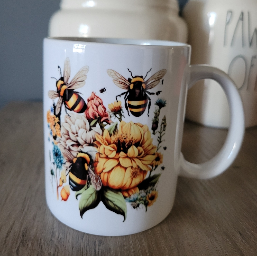 Floral Bee Double-sided Sassy Mug